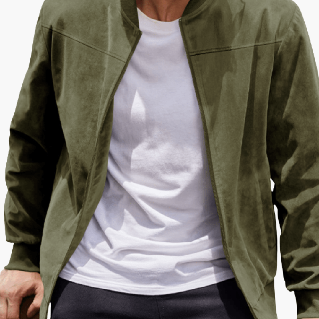 Eli Men’s Jacket with Suede Finish and Zipper Closure 4