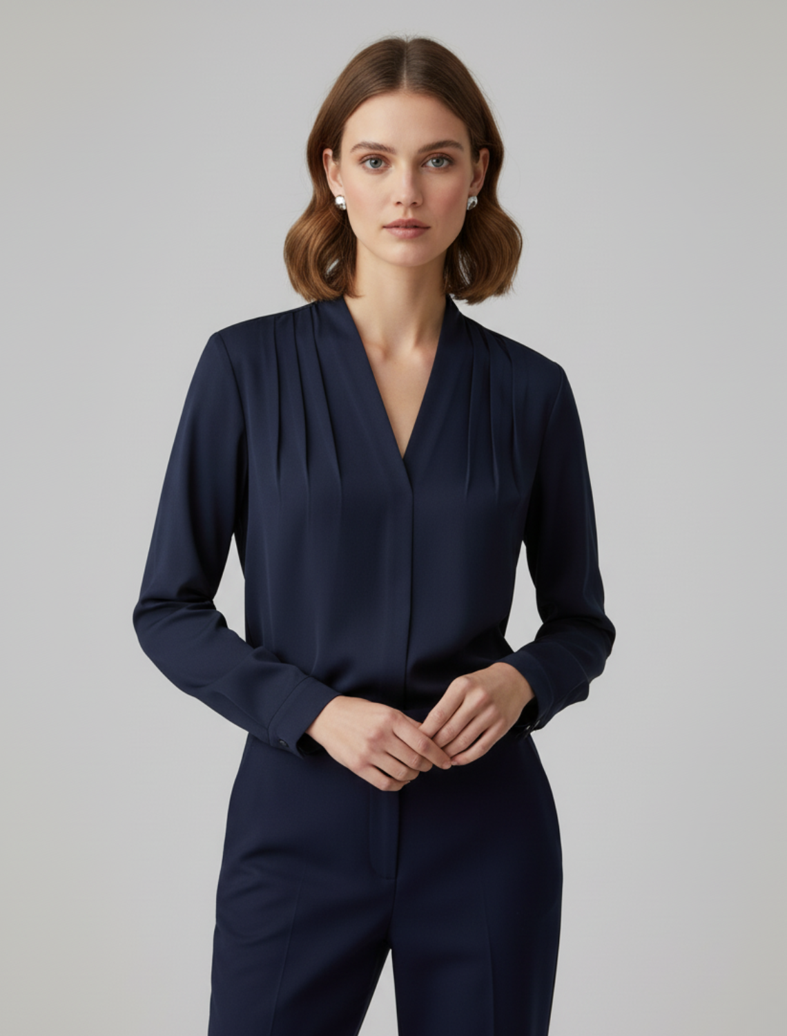 Elke Women’s Blouse with Puff Sleeves and Tailored Fit 1