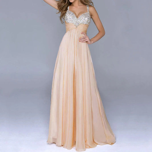 Elke Women’s Maxi Dress with Embellished Bodice and Flowing Skirt 0