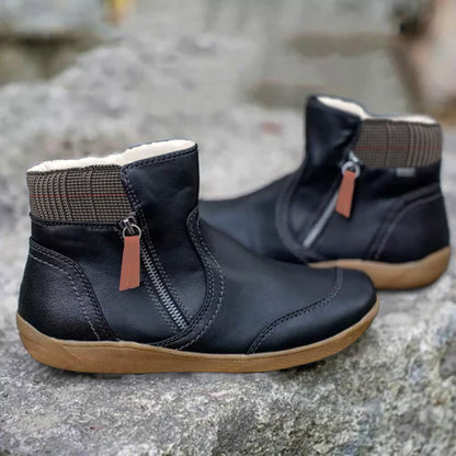Elysia Women's Black Ankle Boots | Waterproof Leather, Zipper Closure 1