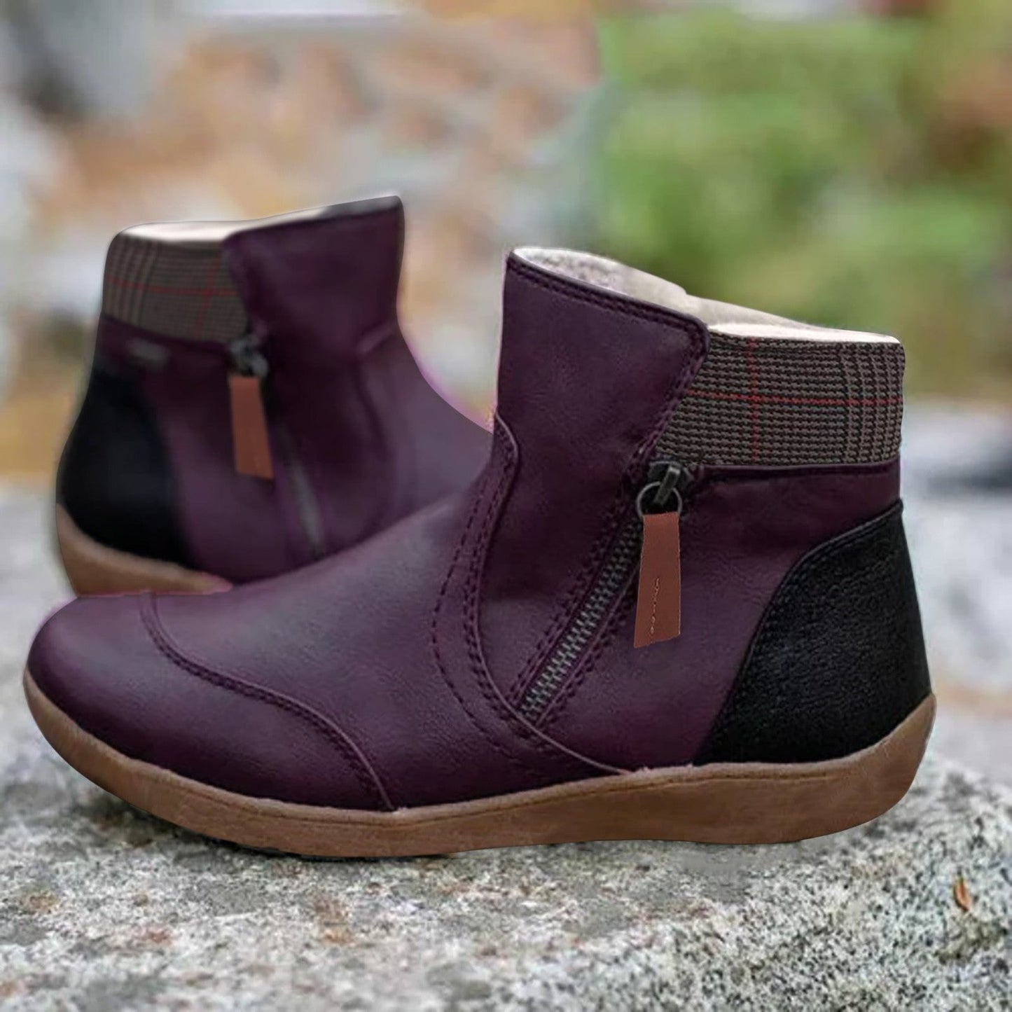 Elysia Women's Black Ankle Boots | Waterproof Leather, Zipper Closure 3