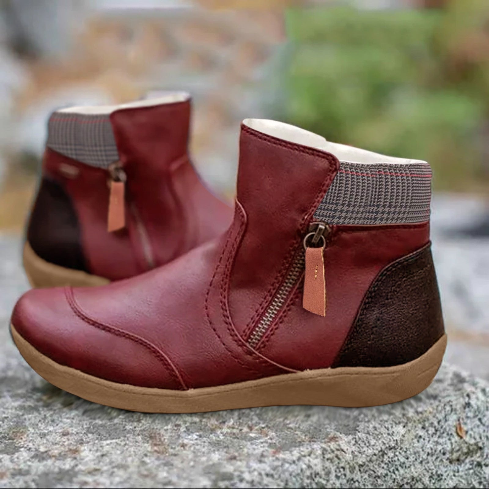 Elysia Women's Black Ankle Boots | Waterproof Leather, Zipper Closure 4