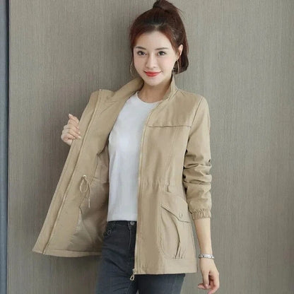 Elysia Women's Jacket | Lightweight Bomber with Drawstring Waist and Cargo Pockets 0