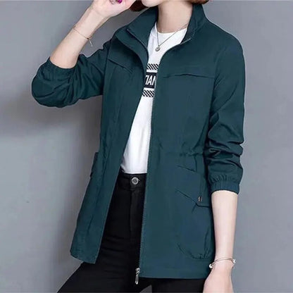 Elysia Women's Jacket | Lightweight Bomber with Drawstring Waist and Cargo Pockets 5
