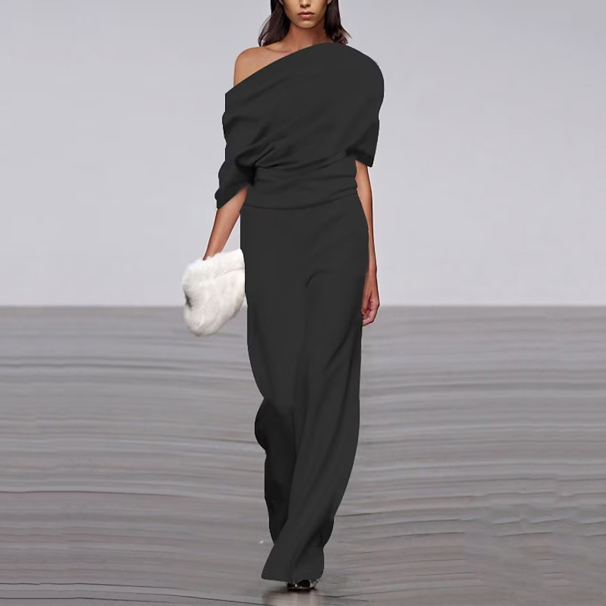 Elysia Women’s Jumpsuit with One-Shoulder Design and Asymmetrical Neckline 1
