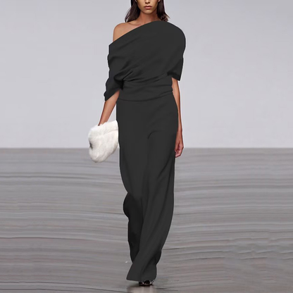Elysia Women’s Jumpsuit with One-Shoulder Design and Asymmetrical Neckline 1
