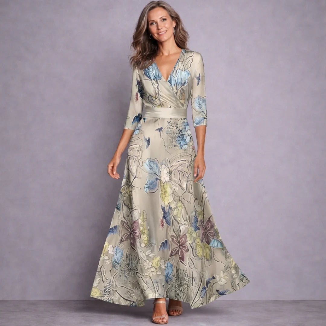 Elysia Women’s Maxi Dress with Flowing Silhouette and Floral Accents 1
