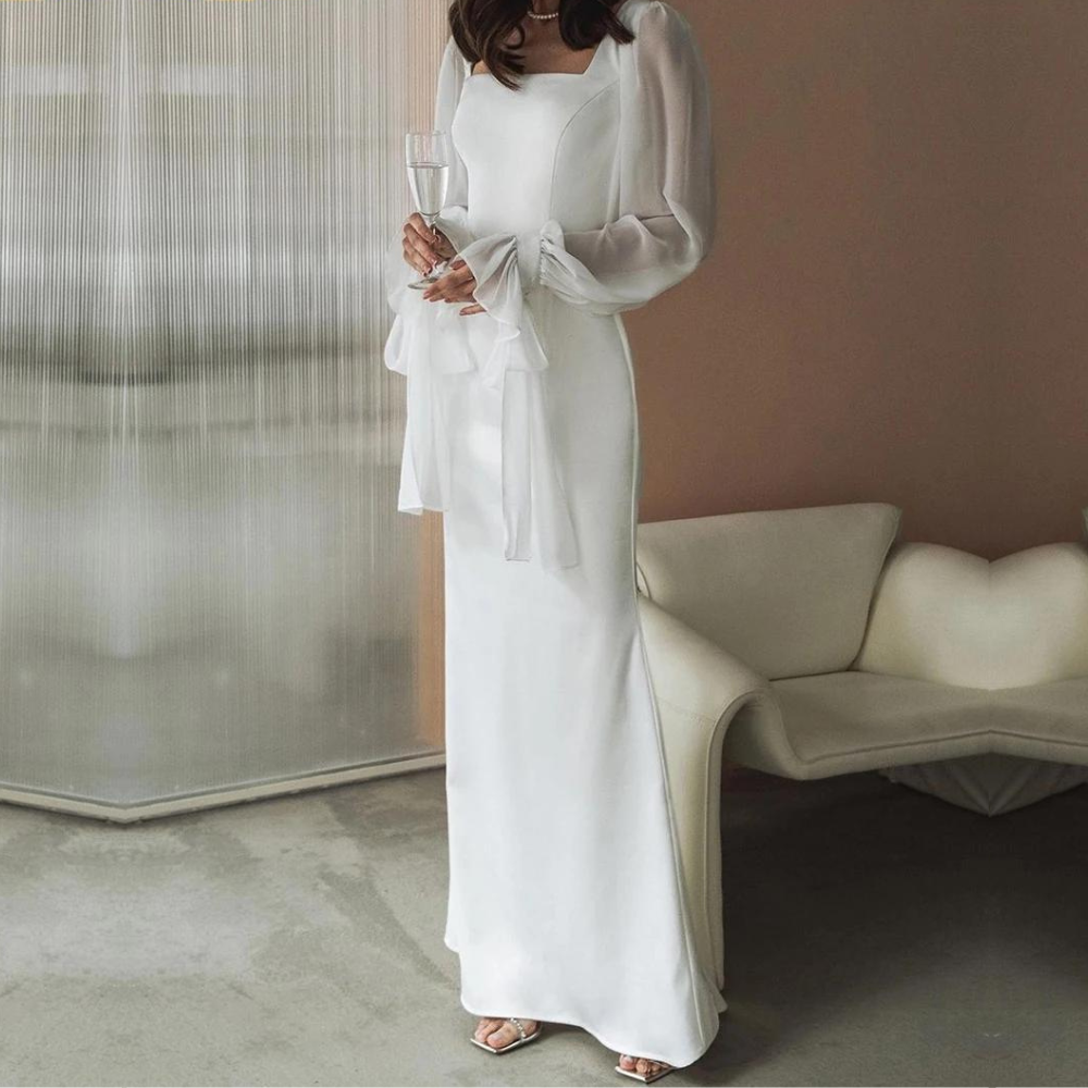 Elysia Women’s Maxi Dress with Off-the-Shoulder Neckline and Flowing Sleeves 2