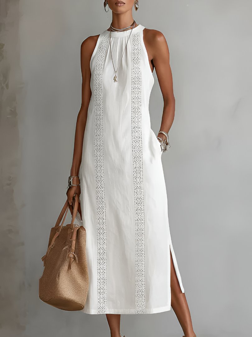 Elysia Women’s Midi Dress with Embroidered Detail and Sleeveless Design 2