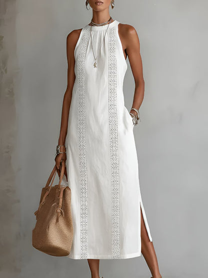 Elysia Women’s Midi Dress with Embroidered Detail and Sleeveless Design 2