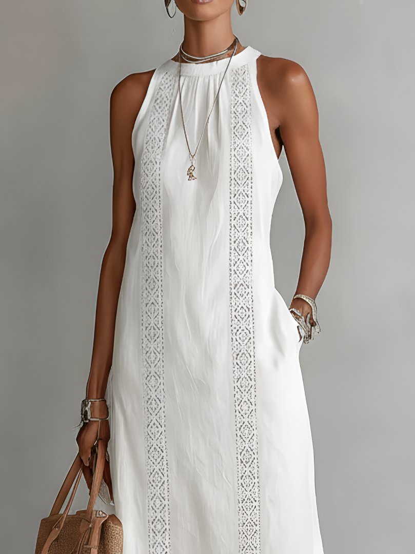 Elysia Women’s Midi Dress with Embroidered Detail and Sleeveless Design 4