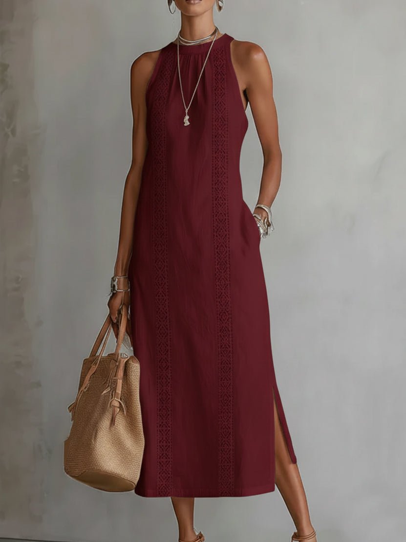 Elysia Women’s Midi Dress with Embroidered Detail and Sleeveless Design 7