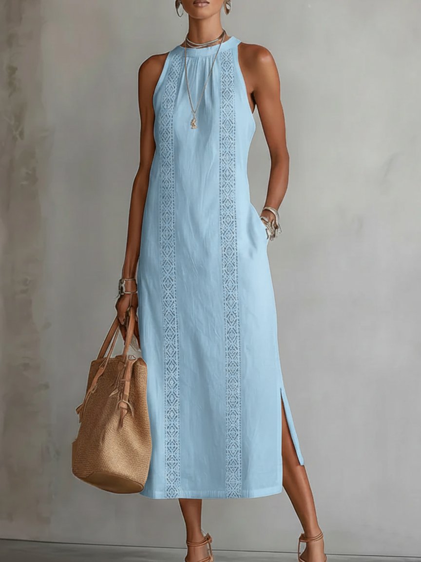 Elysia Women’s Midi Dress with Embroidered Detail and Sleeveless Design 8