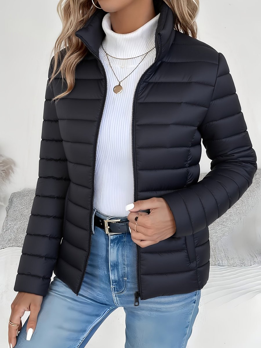 Elysia Women's Quilted Puffer Coat | Lightweight Insulated Stand Collar Zip-Up 0