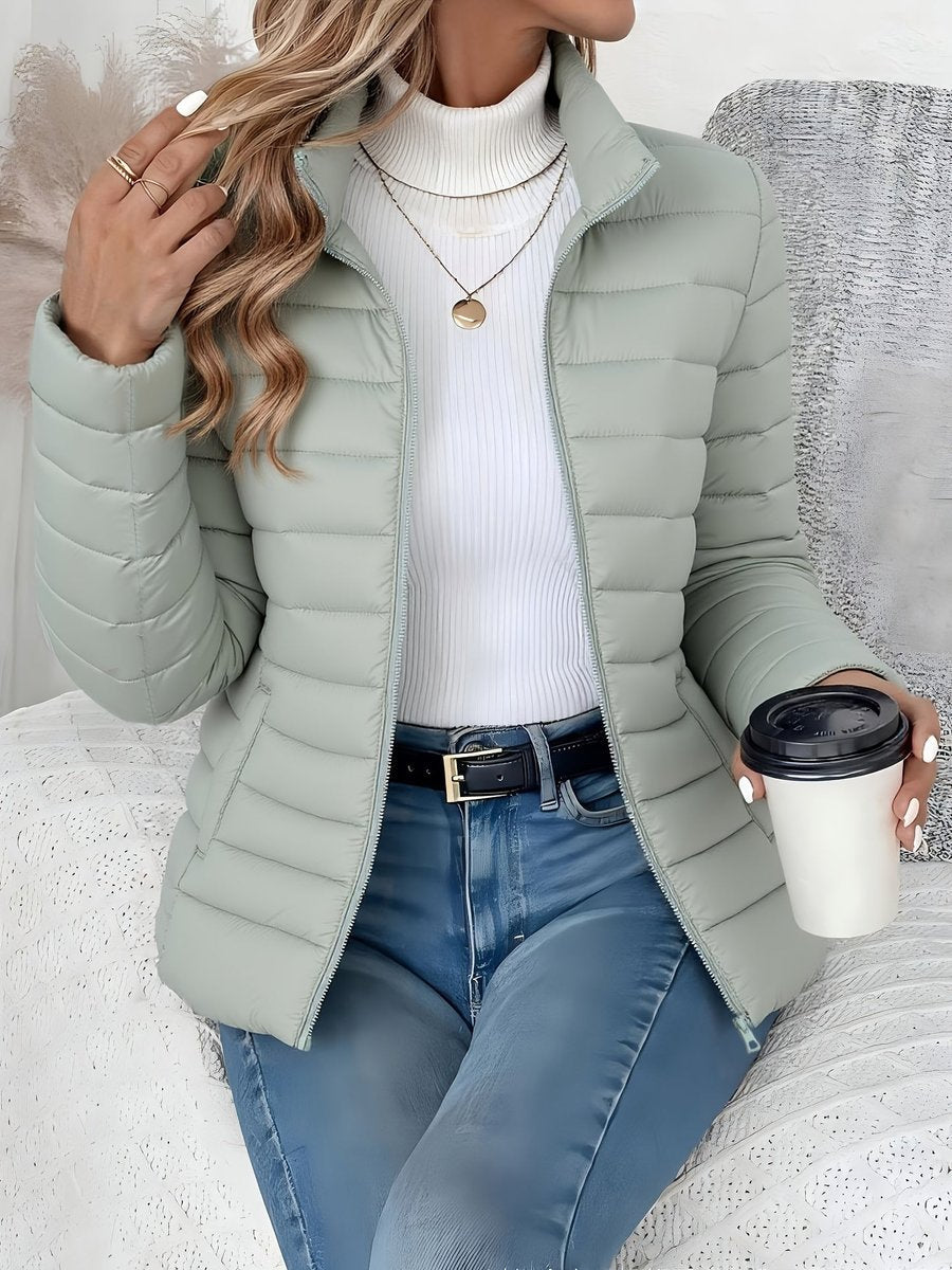 Elysia Women's Quilted Puffer Coat | Lightweight Insulated Stand Collar Zip-Up 1