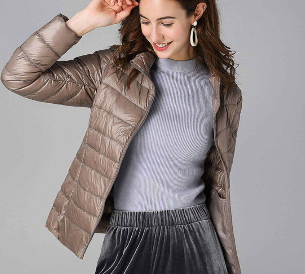 Elysia Women's Quilted Puffer Coat | Lightweight Insulated Stand Collar Zip-Up 10