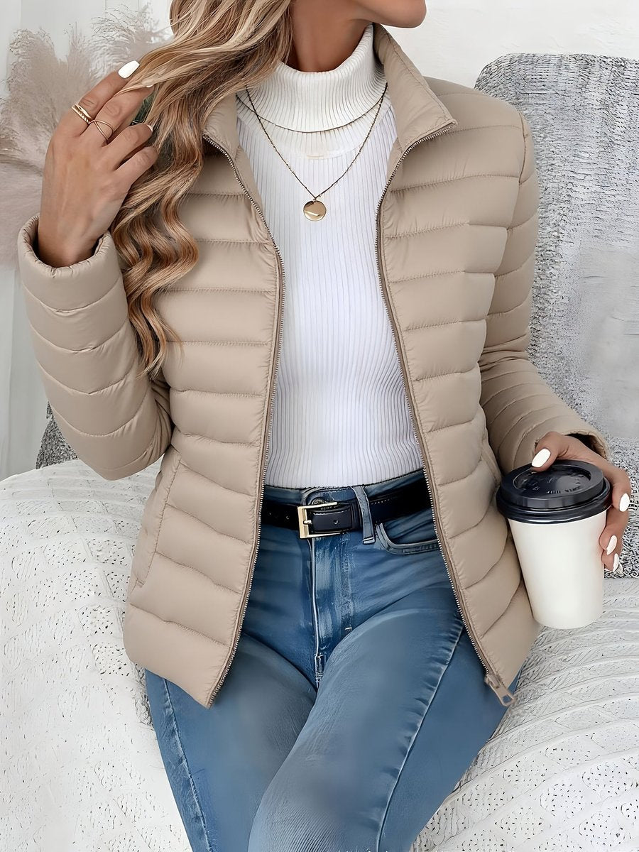 Elysia Women's Quilted Puffer Coat | Lightweight Insulated Stand Collar Zip-Up 4