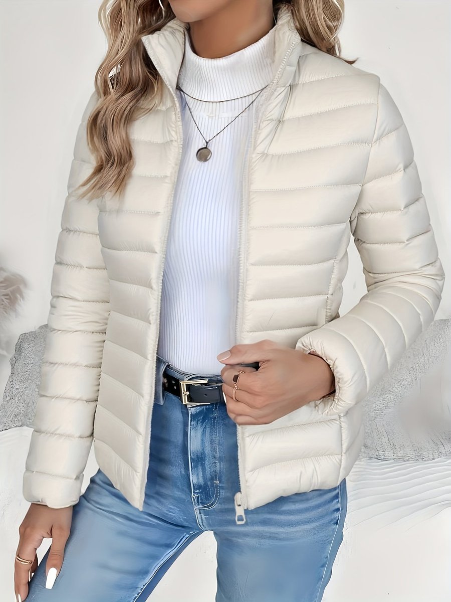 Elysia Women's Quilted Puffer Coat | Lightweight Insulated Stand Collar Zip-Up 5