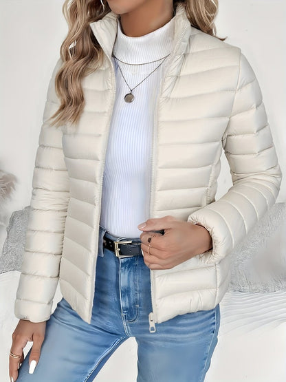 Elysia Women's Quilted Puffer Coat | Lightweight Insulated Stand Collar Zip-Up 5