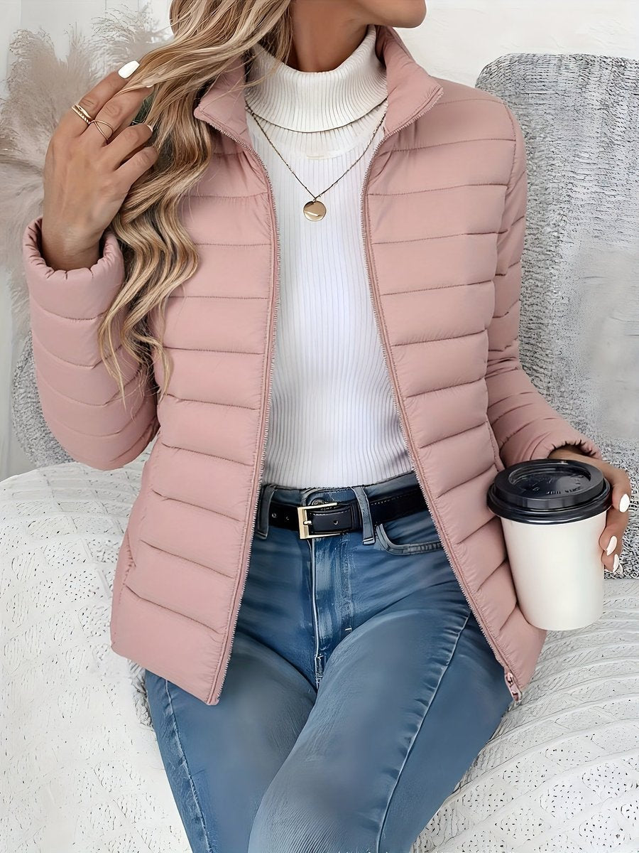 Elysia Women's Quilted Puffer Coat | Lightweight Insulated Stand Collar Zip-Up 7