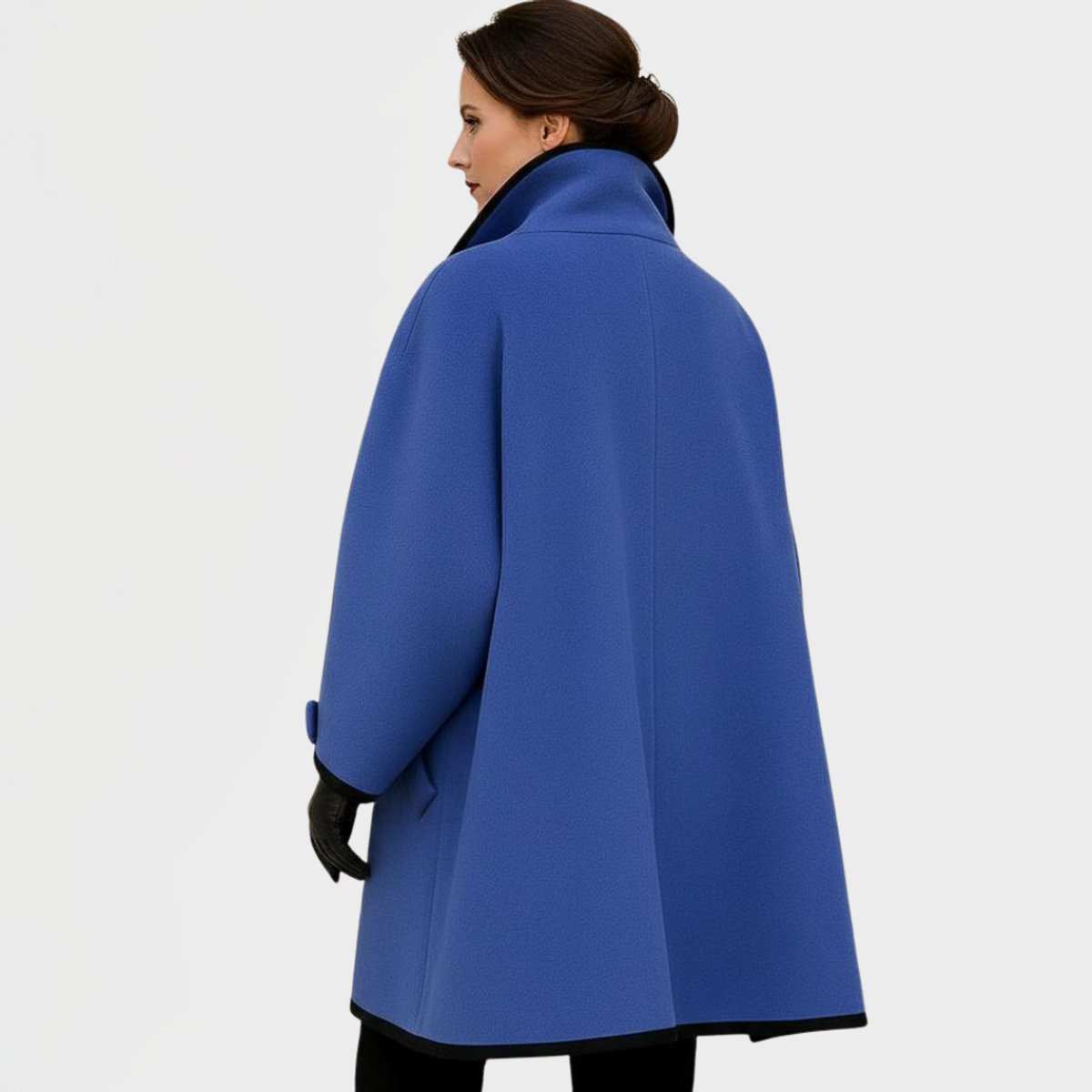 Elysia Women's Wool-Blend Coat | Oversized Relaxed Fit with Contrast Trim 1