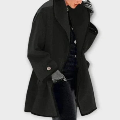 Elysia Women's Wool-Blend Coat | Oversized Relaxed Fit with Contrast Trim 7