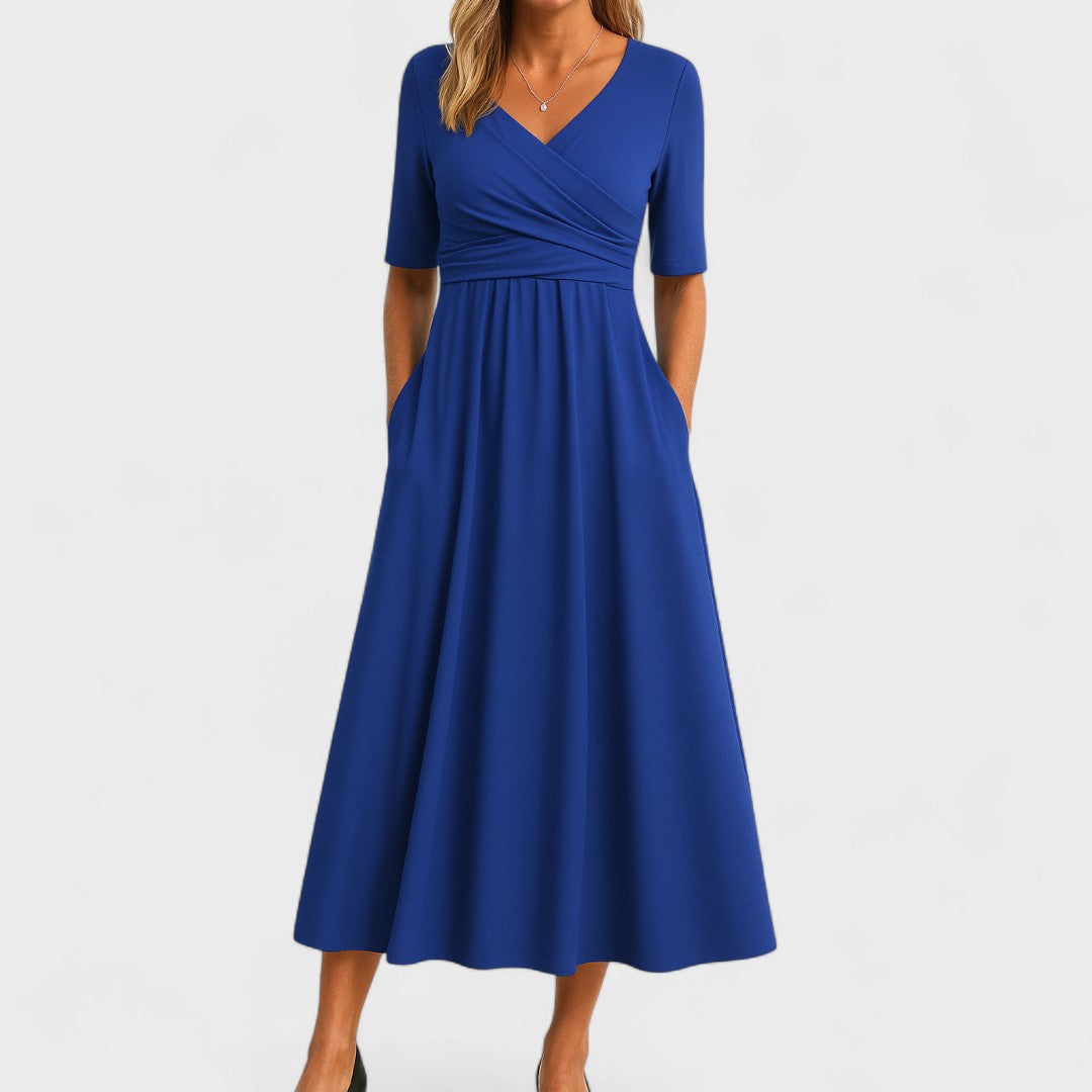 Elysia Women’s Wrap Dress with V-Neck and Waist-Defining Design 2