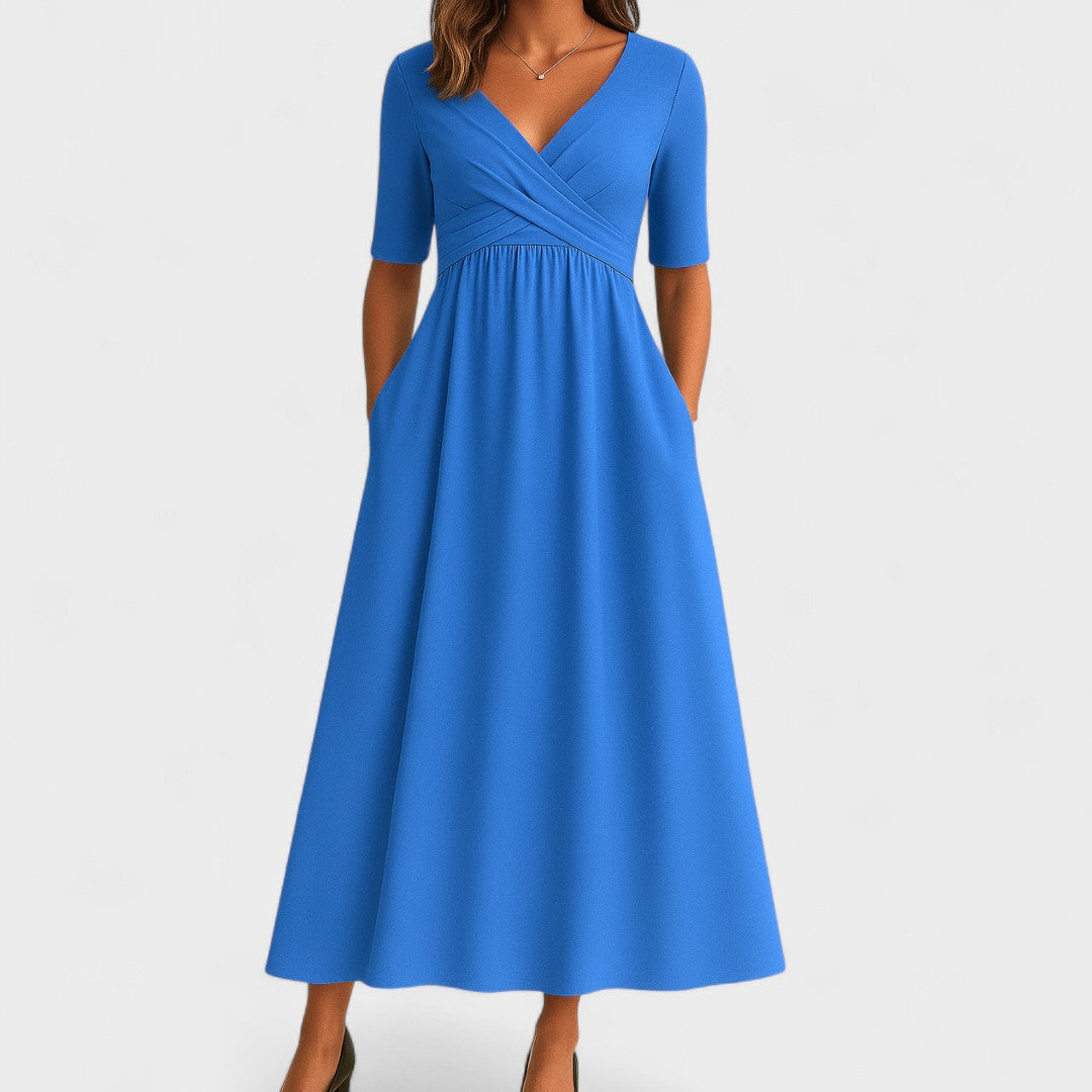 Elysia Women’s Wrap Dress with V-Neck and Waist-Defining Design 3
