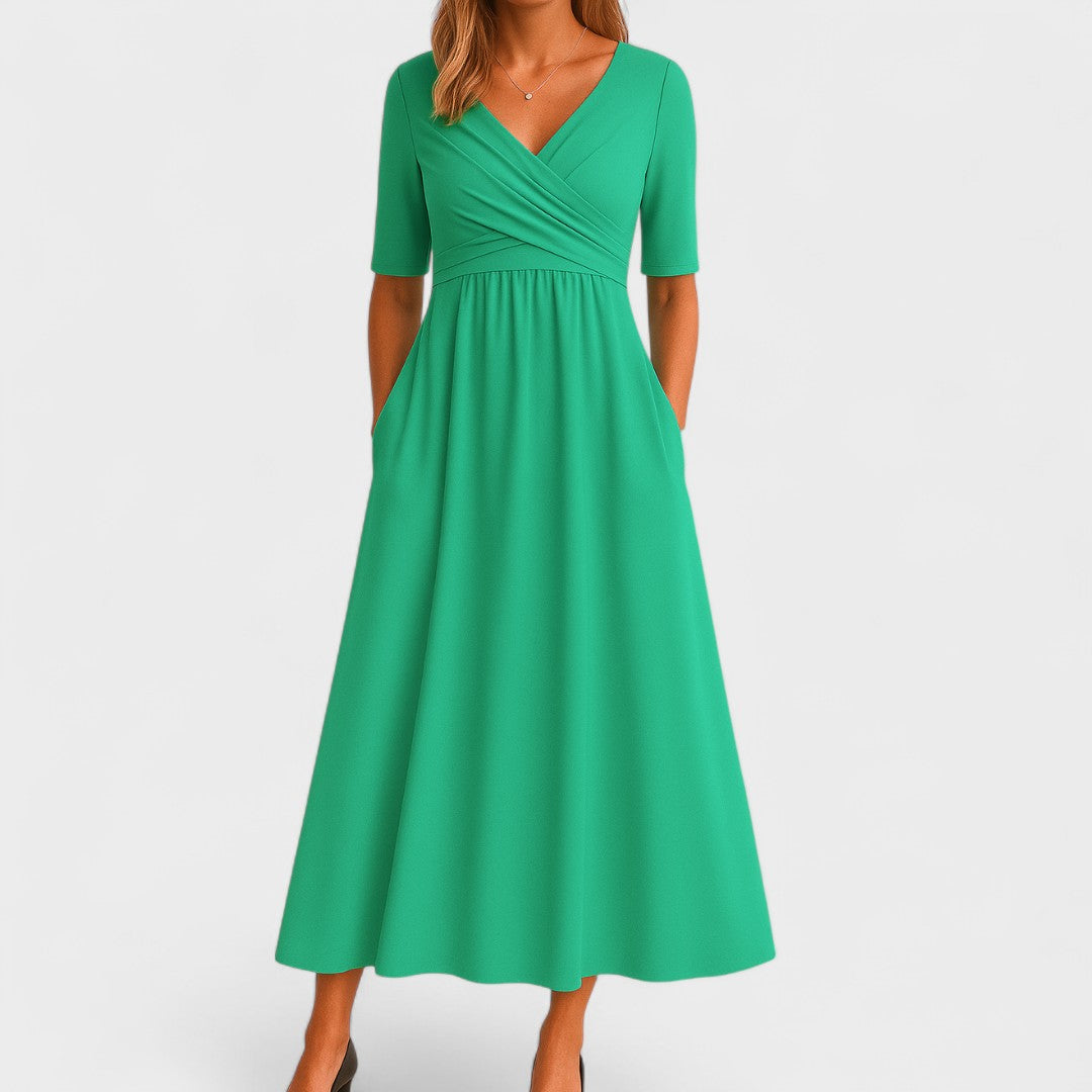 Elysia Women’s Wrap Dress with V-Neck and Waist-Defining Design 4