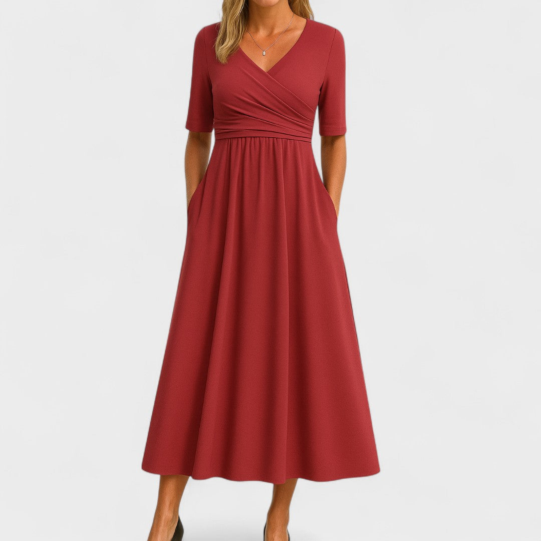 Elysia Women’s Wrap Dress with V-Neck and Waist-Defining Design 5
