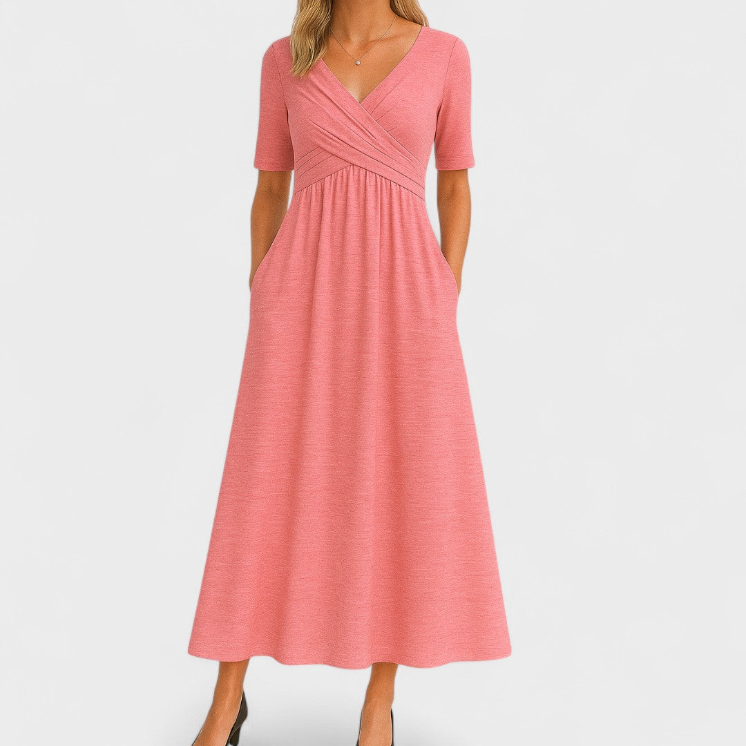 Elysia Women’s Wrap Dress with V-Neck and Waist-Defining Design 6