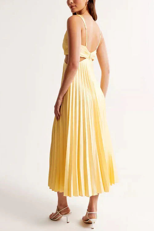 Elysian Women’s Maxi Dress with Pleated Skirt and Wrapped V-Neckline 6