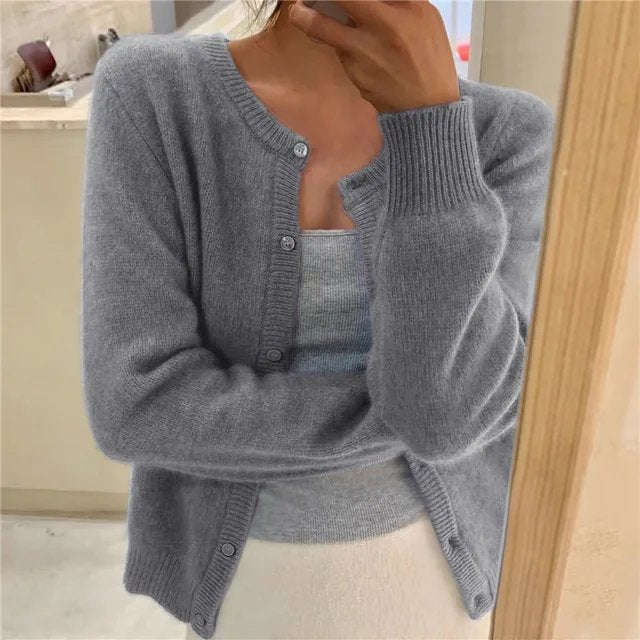 Ember Women's Cropped Cardigan with Button Front and Relaxed Fit 0