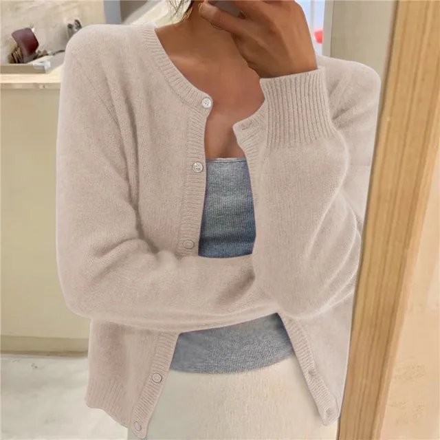 Ember Women's Cropped Cardigan with Button Front and Relaxed Fit 2