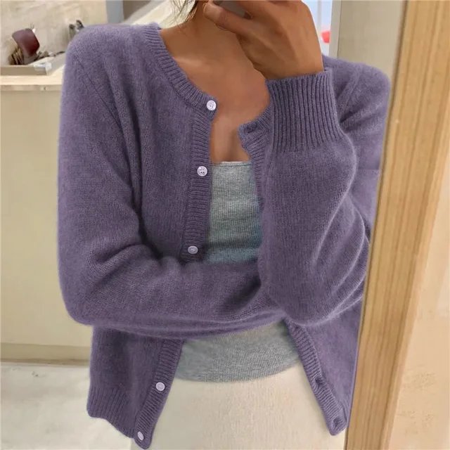 Ember Women's Cropped Cardigan with Button Front and Relaxed Fit 3
