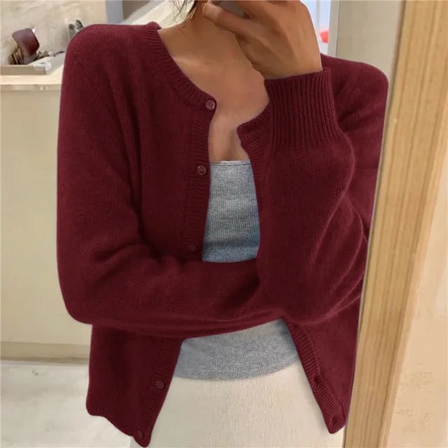 Ember Women's Cropped Cardigan with Button Front and Relaxed Fit 6