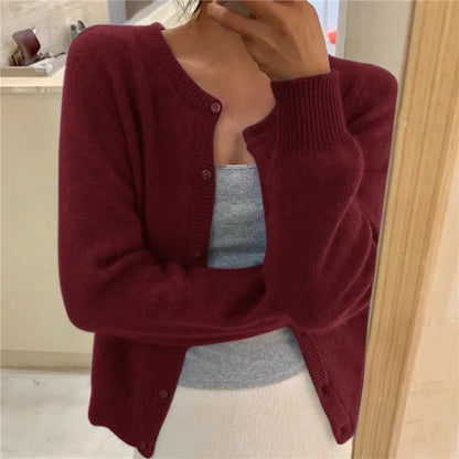 Ember Women's Cropped Cardigan with Button Front and Relaxed Fit 6