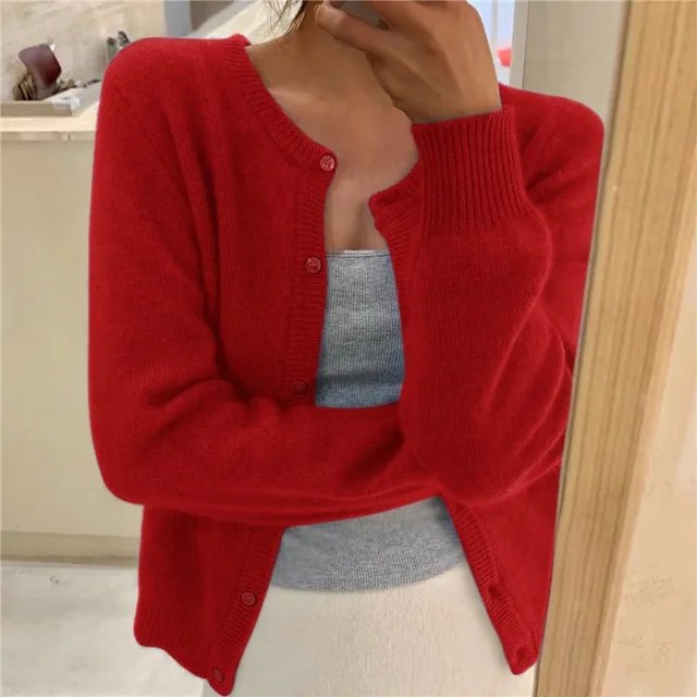 Ember Women's Cropped Cardigan with Button Front and Relaxed Fit 7