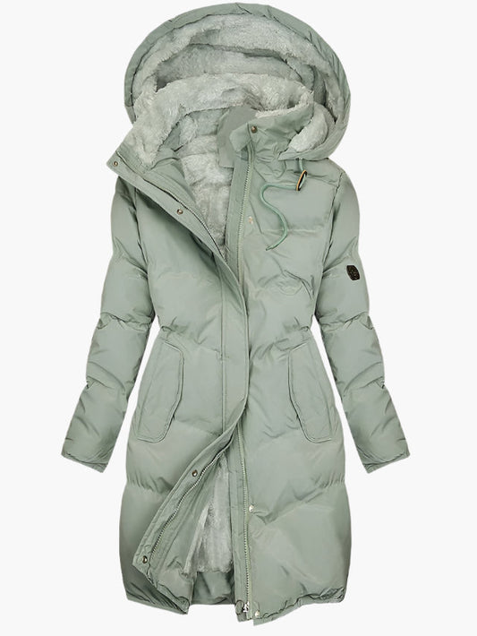 Ember Women’s Long Winter Coat with Faux Fur Hood and Soft Inner Lining 0
