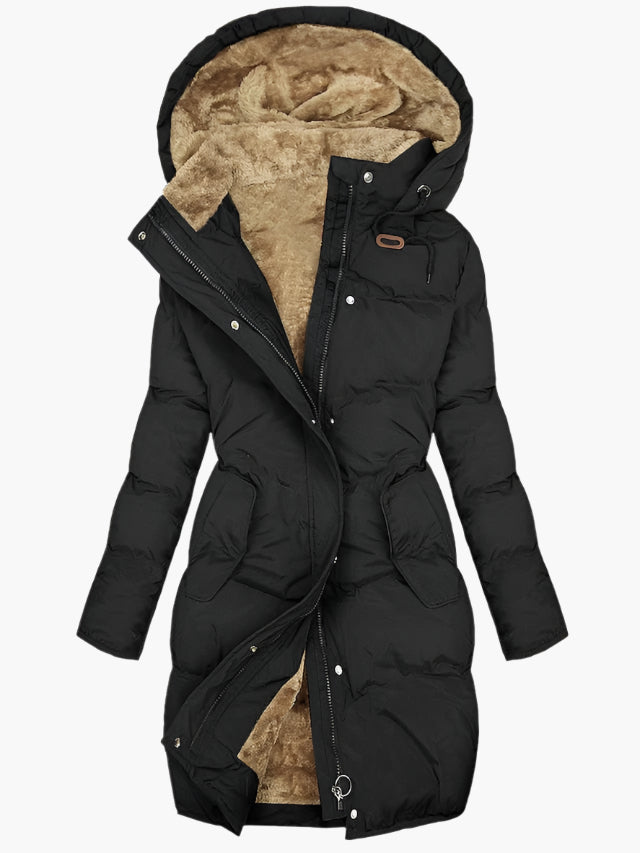Ember Women’s Long Winter Coat with Faux Fur Hood and Soft Inner Lining 1
