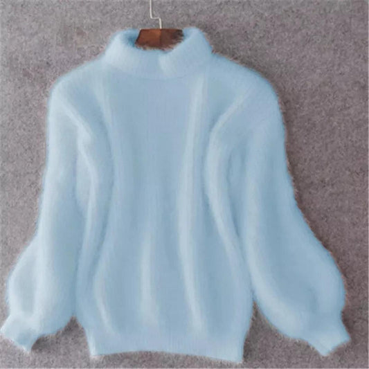 Emilia Women’s Winter Sweater with Soft Fluffy Fabric and High Collar 0