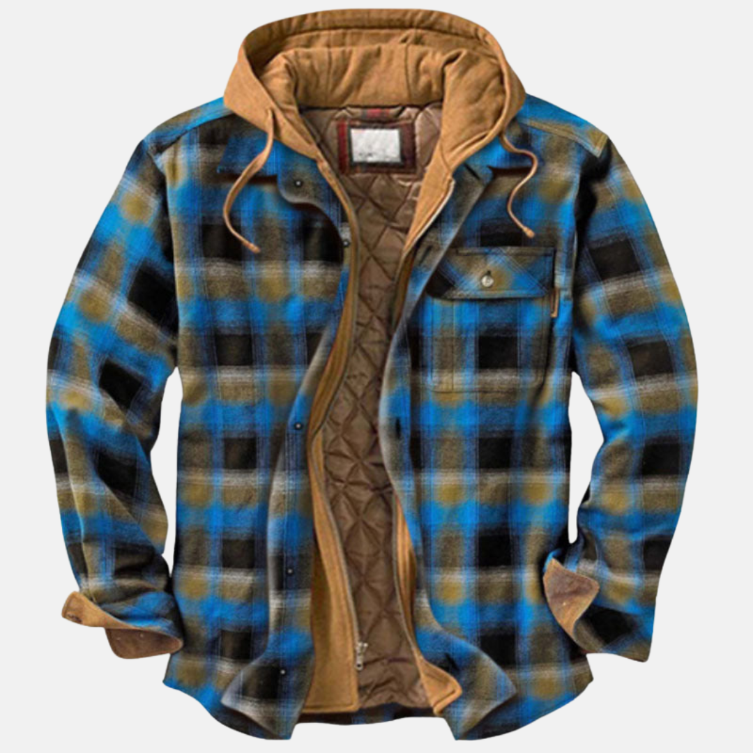 Erich Men's Jacket with Timeless Checked Design and Button Placket Closure 4