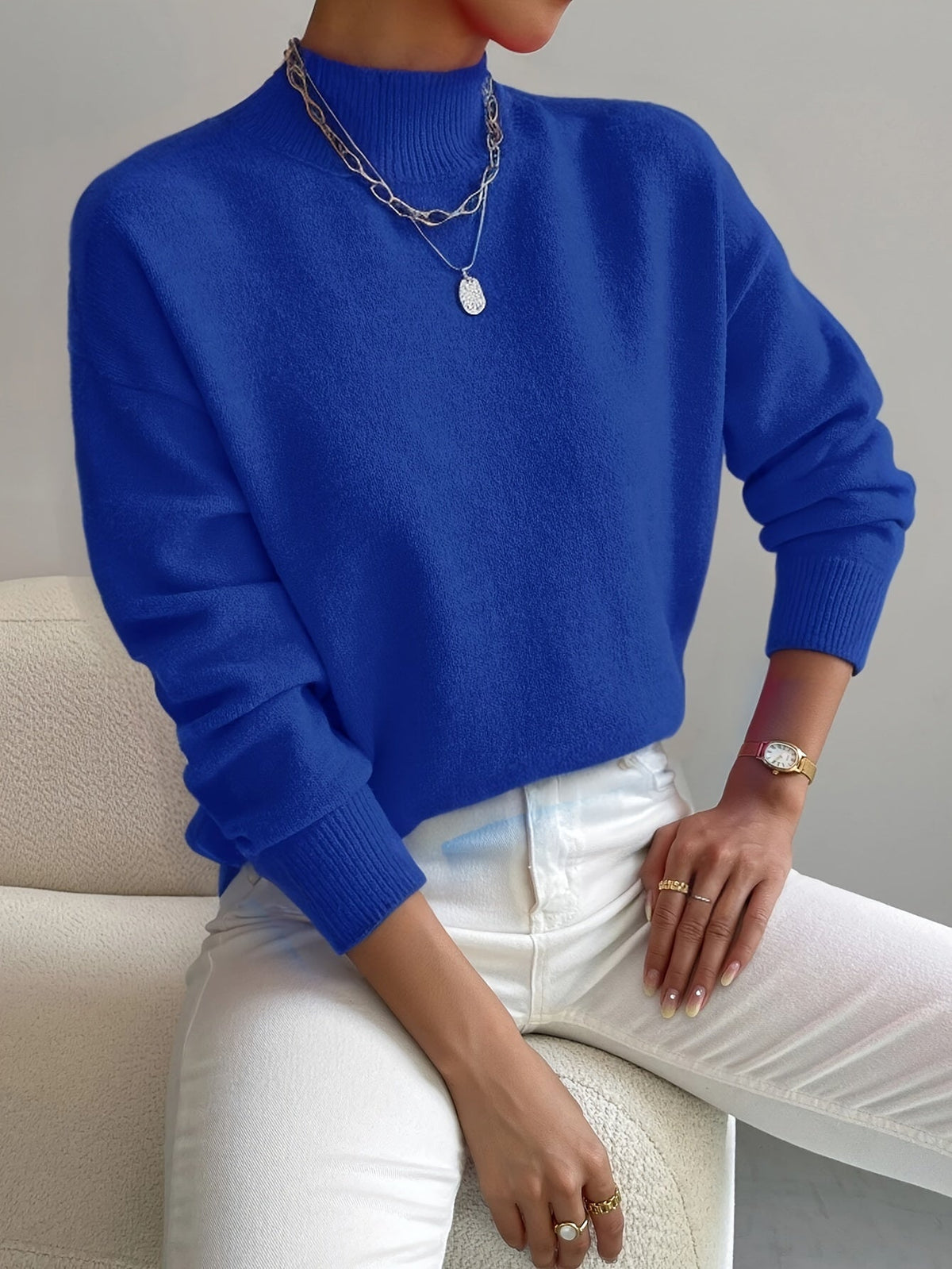 Eva Women’s Sweater with Mock Neck and Relaxed Fit for Versatile Spring Outfits 8