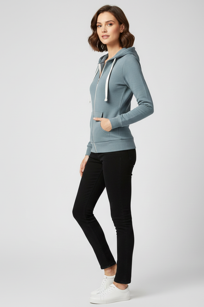 Eve Women’s Hoodie with Front Zip and Kangaroo Pockets for Casual Winter Wear 2