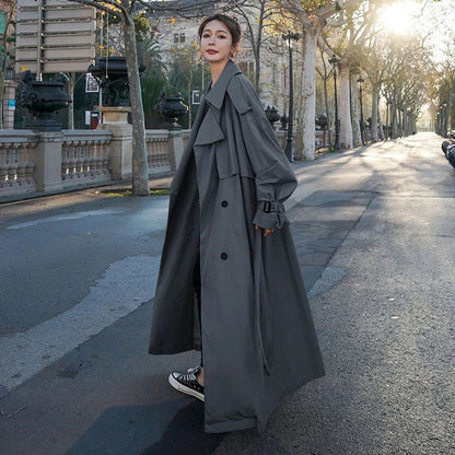 Evelyn Women's Oversized Trench Coat | Double-Breasted Maxi Length 2