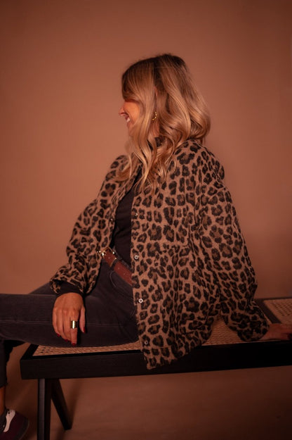 Evelyn Women's Quilted Jacket | Oversized Leopard Print, Snap-Button Closure 2