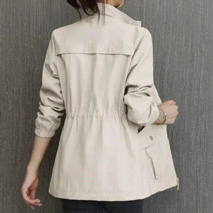 Evelyn Women's Short Bomber Jacket | Lightweight Zip-Up with Drawstring Waist 2