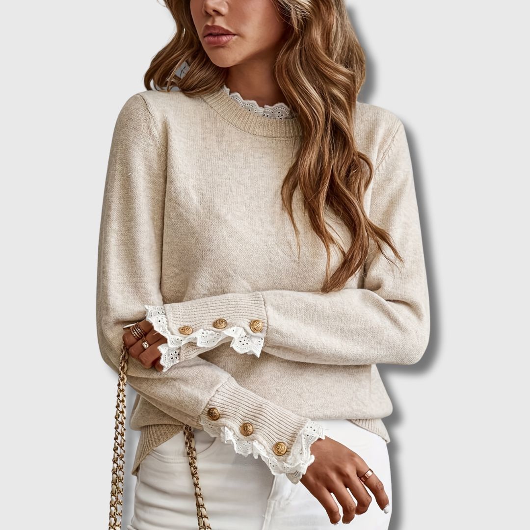 Evelyn Women's Sweater | Lace Detail, Soft Fabric, Relaxed Fit 3