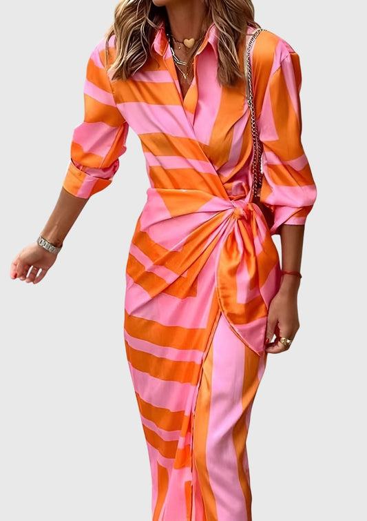 Evelyn Women’s Wrap Dress with Adjustable Waist and Printed Design 0
