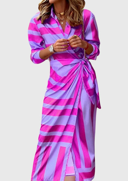 Evelyn Women’s Wrap Dress with Adjustable Waist and Printed Design 10
